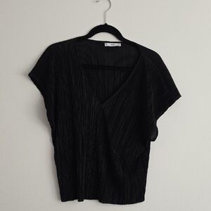 Mango Elegant Black V-Neck Blouse